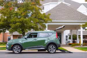 Accessible Green Kia Soul Sideshot Lifestyle