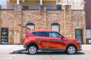 Accessible Red Kia Soul Side Lifestyle